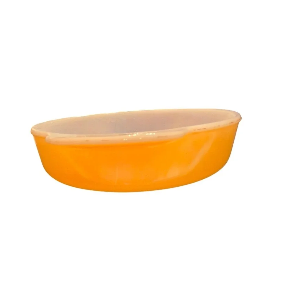 Vintage Fire-King Anchor Hocking Orange Luster Milk Glass 8in Casserole Dish 450